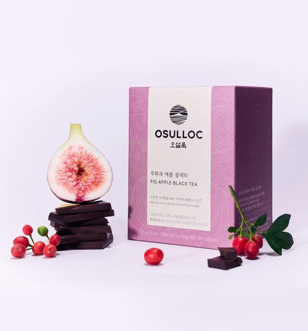 OSULLOC Fig Apple Black Tea 20 Pyramid Tea Bags, Fig, Apple & Cacao Blend from Korea