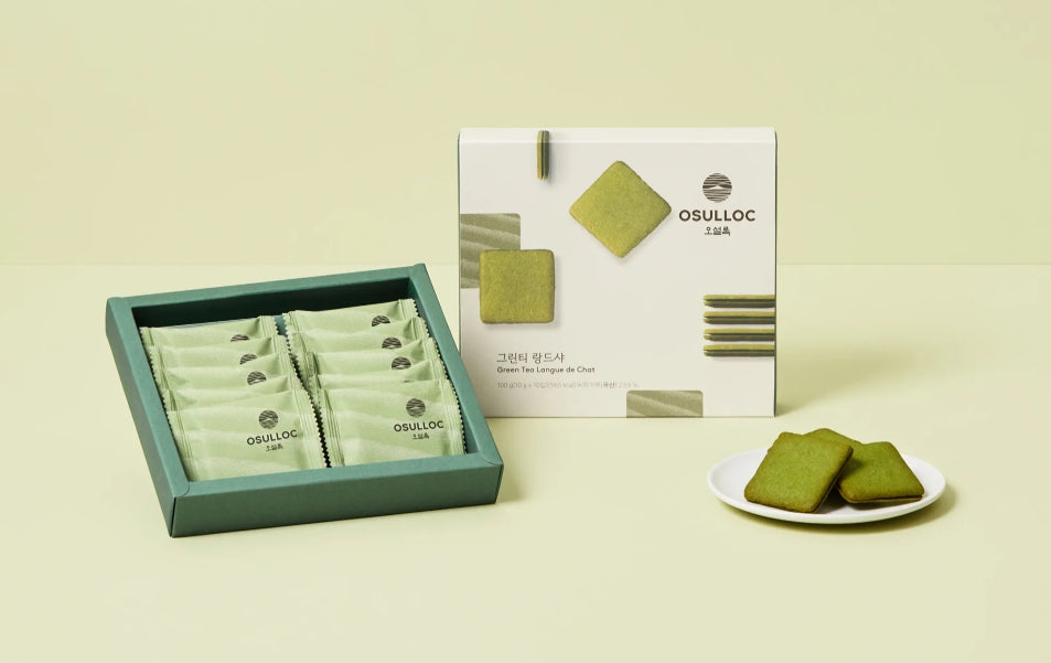 OSULLOC Green Tea Langue De Chat Best Tea Gift Set – Premium Matcha Cookies & Tea from Korea