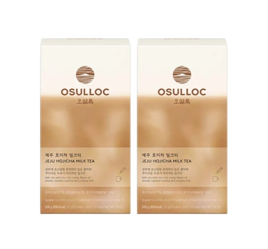2 x Osulloc Jeju Hojicha Milk Tea, 10 Sticks, Roasted Green Tea Latte from Korea