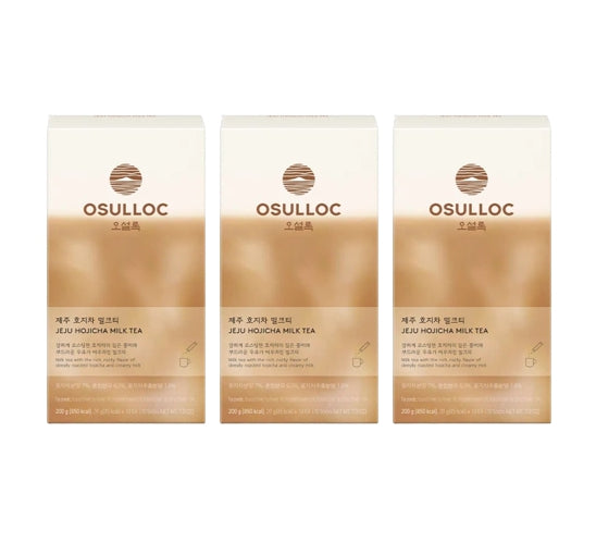 3 x Osulloc Jeju Hojicha Milk Tea, 10 Sticks, Roasted Green Tea Latte from Korea