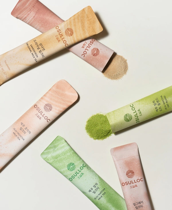 3 x OSULLOC Jeju Hojicha Milk Tea 10 Sticks, Roasted Green Tea Latte from Korea