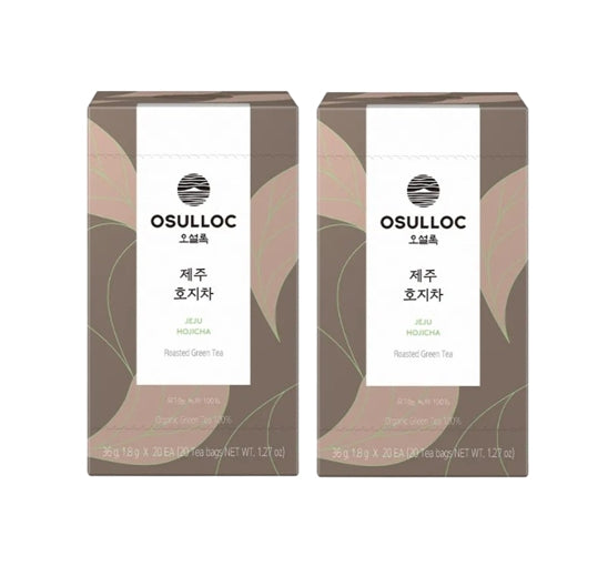 2 x Osulloc Jeju Hojicha, 20 Tea Bags, Korean Roasted Green Tea from Korea