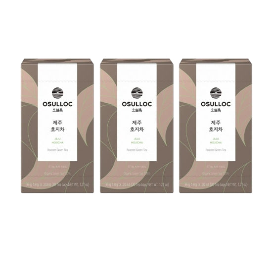 3 x Osulloc Jeju Hojicha, 20 Tea Bags, Korean Roasted Green Tea from Korea