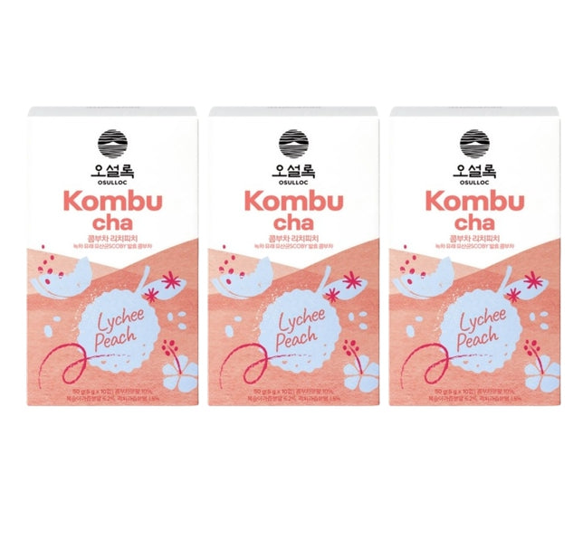 3 x Osulloc Kombucha Tea LycheePeach, 1 Box 10ea, from Korea by OSULLOC