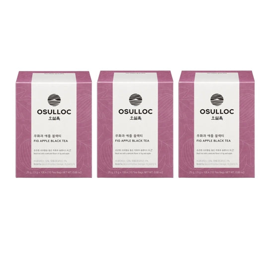 3 x Osulloc Fig Apple Black Tea, 10 Pyramid Tea Bags, Fig, Apple & Cacao Blend from Korea