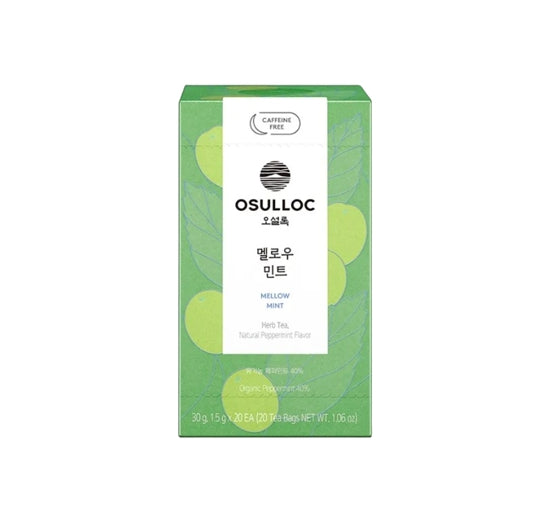 3 x [CAFFEINE FREE] Osulloc Mellow Mint Tea (20 Tea Bags), Caffeine‑Free, Herb Tea, Natural Peppermint Flavor from Korea