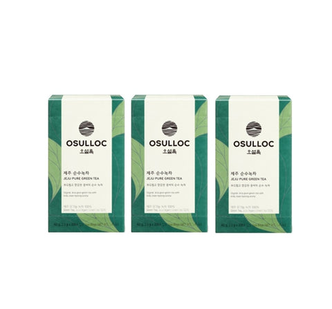 3 X OSULLOC Jeju Pure Green Tea, 1 Box 20 Tea bags, from Korea by OSULLOC