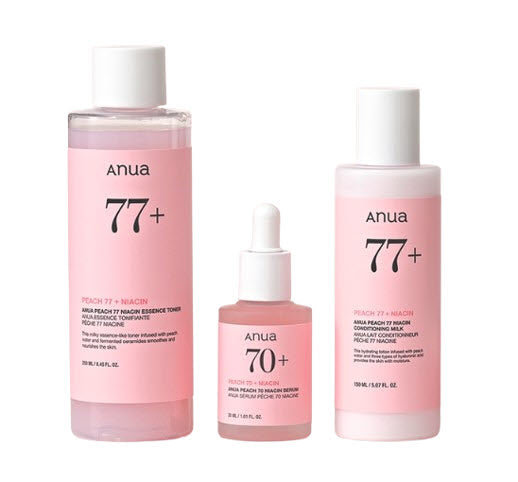 Anua Peach 77 Niacin Essence Toner 250ml + Serum 30ml+ Milk 150ml from Korea by Anua