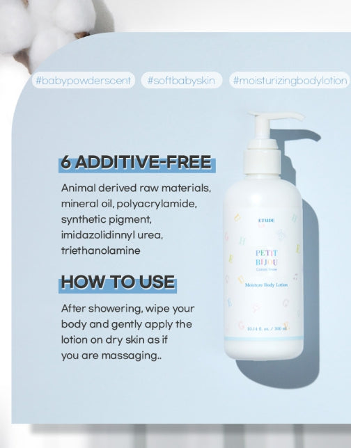 ETUDE Petit Bijou Cotton Snow Moisture Body Lotion 300ml from Korea by ETUDE