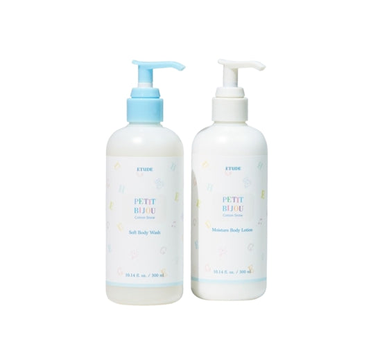 ETUDE Petit Bijou Cotton Snow Body Wash 300ml + Moisture Body Lotion 300ml from Korea by ETUDE