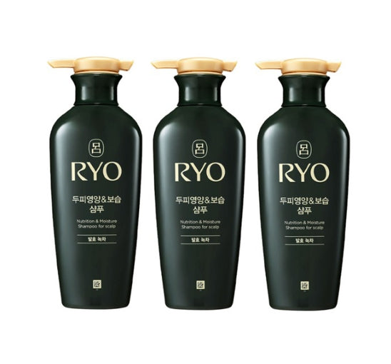 3 x Ryo Fermented Green Tea Nutrition & Moisture Shampoo for scalp 400ml from Korea