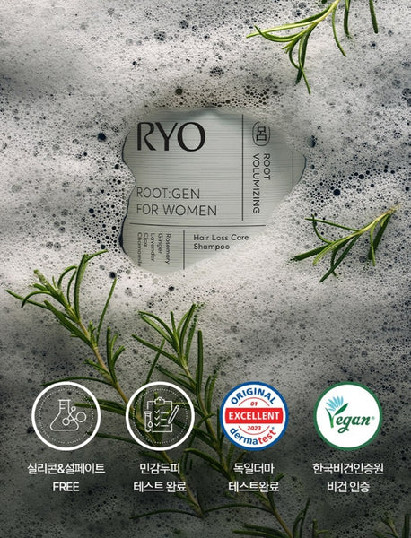 2 x Ryo ROOT:GEN for Women Root Volumizing Hair Loss Care Shampoo 353ml from Korea by Ryo