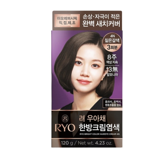 3 x Ryo Uahche קרם צבע בהיר לשיער 120 גרם, 6 צבעים מקוריאה
