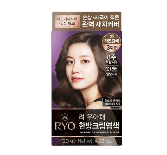 3 x Ryo Uahche קרם צבע בהיר לשיער 120 גרם, 6 צבעים מקוריאה
