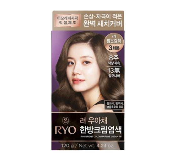 3 x Ryo Uahche קרם צבע בהיר לשיער 120 גרם, 6 צבעים מקוריאה