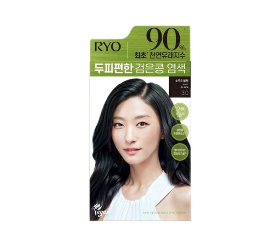 Ryo Vegan Black Bean Hair Dye Cream 120g, 3.0 Soft Black from Korea by Ryo