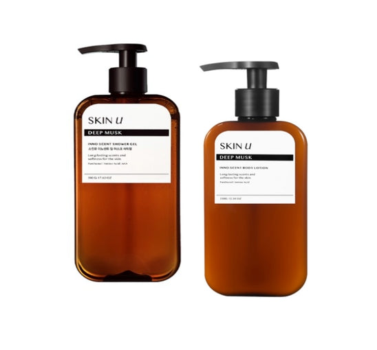 HAPPY BATH Skin U Deep Musk Gift Set (Skin U Innoscent Deep Musk Showel Gel 500ml + Lotion 350g) from Korea by HAPPY BATH