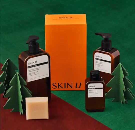 HAPPY BATH Skin U Deep Musk Gift Set (Skin U Innoscent Deep Musk Showel Gel 500ml + Lotion 350g) from Korea by HAPPY BATH