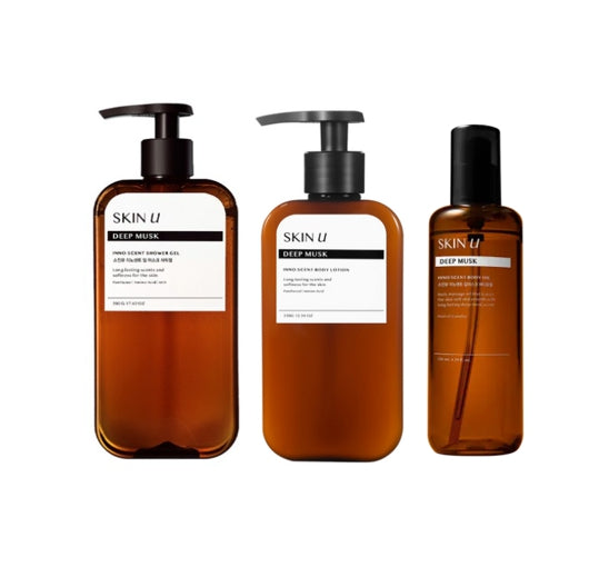HAPPY BATH Skin U Deep Musk Set (Skin U Innoscent Deep Musk Showel Gel 500ml + Deep Musk Lotion 350g + Deep Musk Body Oil 130ml ) from Korea by HAPPY BATH