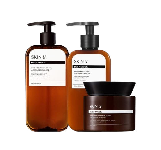 HAPPY BATH Skin U Innoscent Deep Musk Shower Gel 500g + Deep Musk Lotion 350g + Deep Musk Scrub 450g from Korea by HAPPY BATH