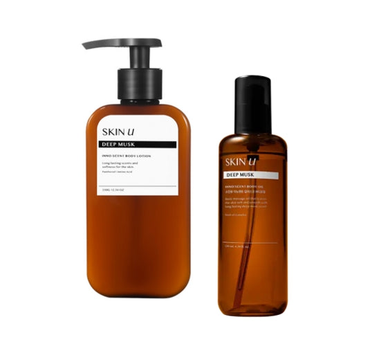 HAPPY BATH Skin U Innoscent Deep Musk Lotion 350g + Deep Musk Body Oil 130ml from Korea by HAPPY BATH