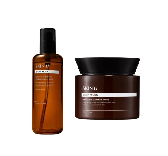 2 x HAPPY BATH Skin U Innoscent Deep Musk Body Oil 130ml + Scrub 450g from Korea by HAPPY BATH