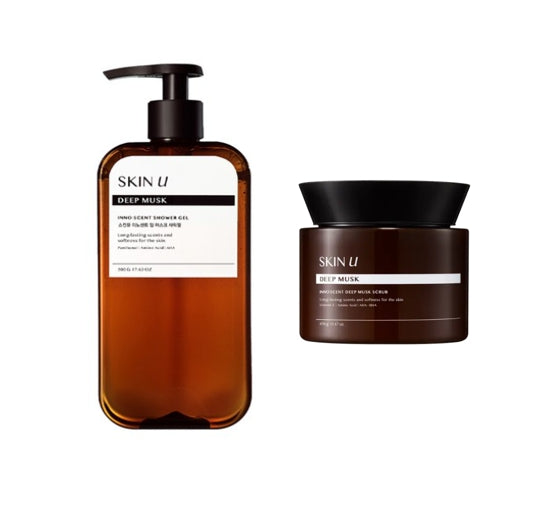 HAPPY BATH Skin U Innoscent Deep Musk Shower Gel 500ml + Deep Musk Scrub 450g from Korea by HAPPY BATH