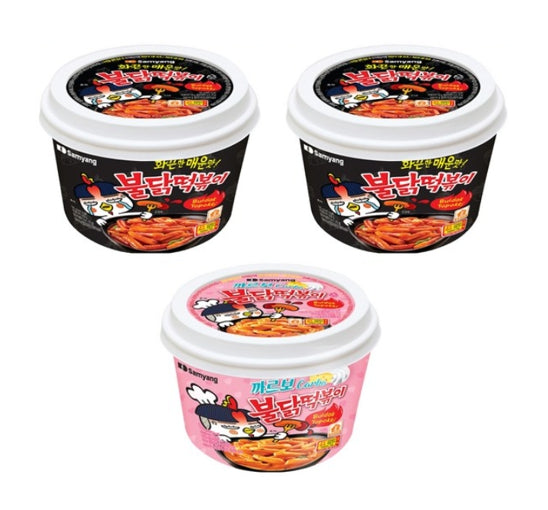 Samyang Buldak Topokki Bowl 185g(2ea) +Carbo Buldak Topokki Bowl 179g (1ea) from Korea by Samyang