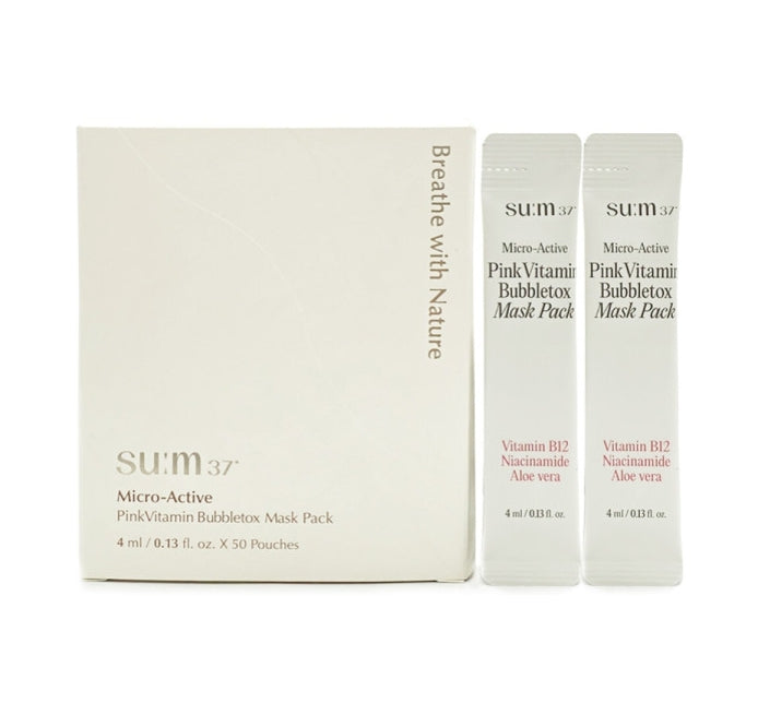 Su:m37 Micro-Active Pink Vitamin Bubbletox Mask Pack 200ml(=4ml x 50ea) from Korea