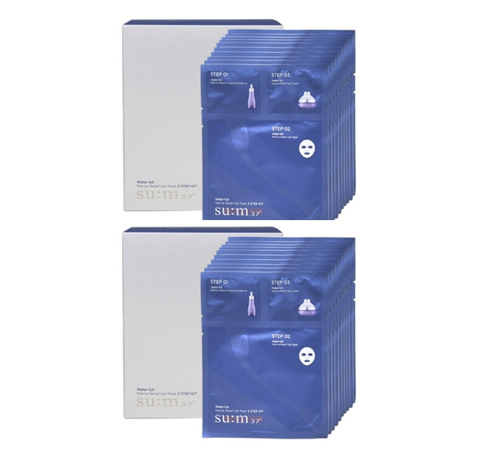 2 x Su:m37 Water-full Marine Relief Gel Mask 3 STEP KIT (10 Masks) from Korea by Su:m37