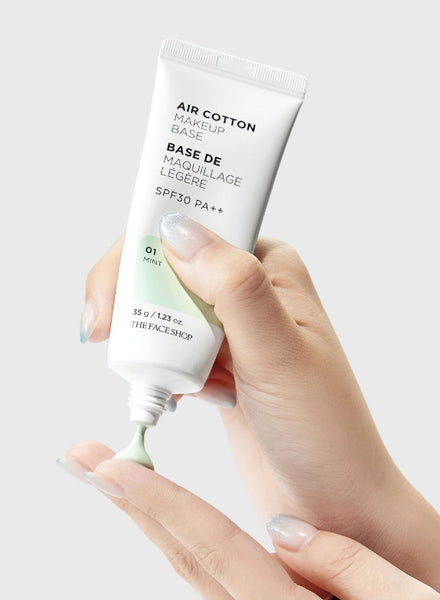 2 x THE FACE SHOP Air Cotton Makeup Base 35g SPF 30 PA++ 01 Mint from Korea