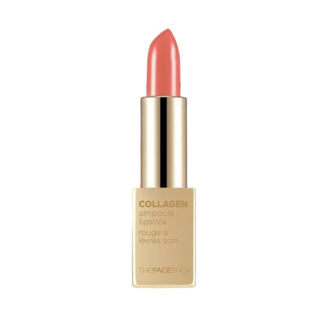 THE FACE SHOP Collagen Ampoule Lipstick 3.5g #08 Gel Coral – Moist & Full‑Coverage from Korea