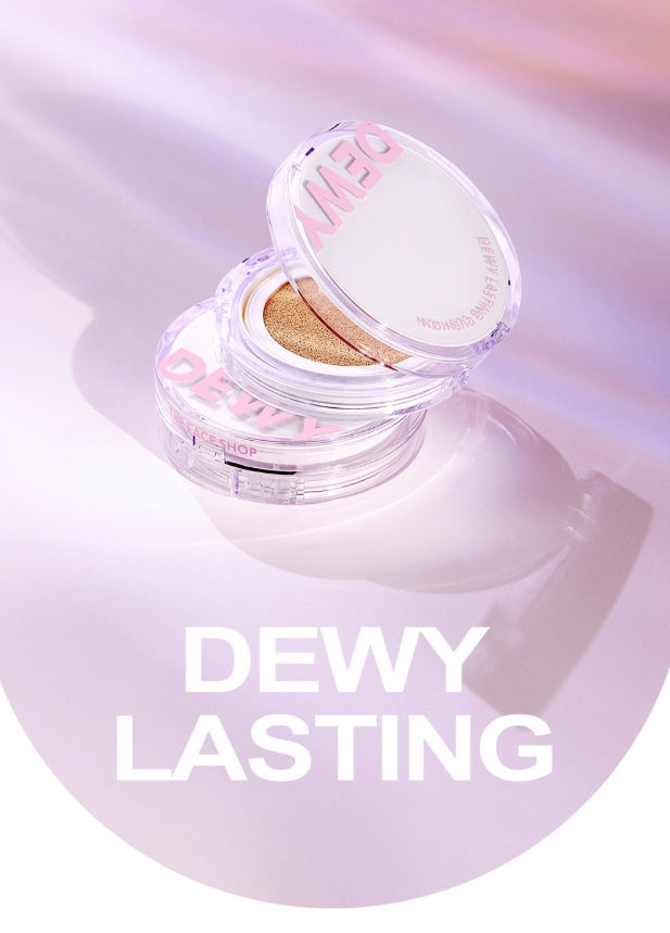 2 x THE FACE SHOP Dewy Lasting Cushion 12g SPF50+ PA+++ #V201 Apricot Beige from Korea