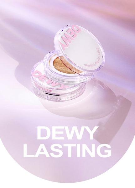 2 x THE FACE SHOP Dewy Lasting Cushion 12g SPF50+ PA+++ #V201 Apricot Beige from Korea