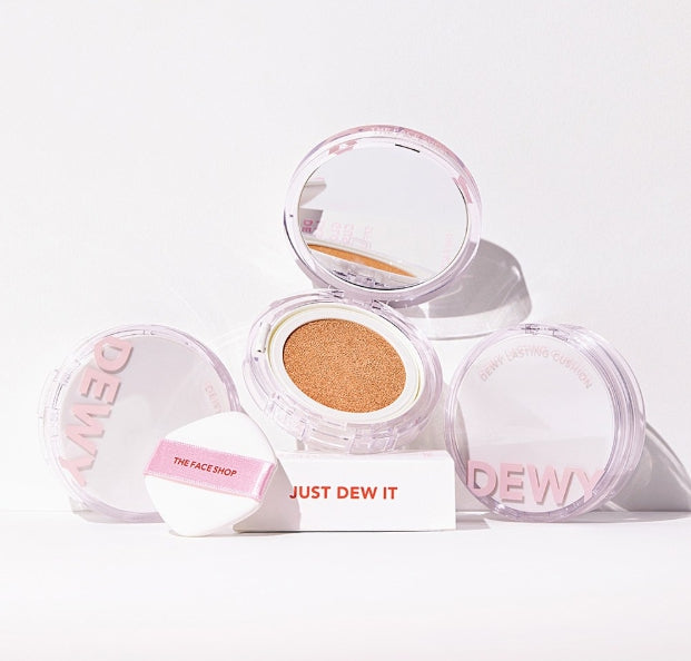 THE FACE SHOP Dewy Lasting Cushion 12g SPF50+ PA+++ #V201 Apricot Beige from Korea