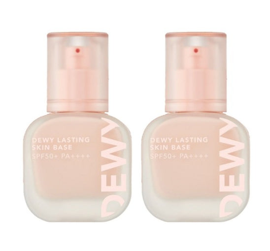 2 x THE FACE SHOP Dewy Lasting Skin Base 35ml, 01 Glow SPF50 PA++++ - Radiant Primer from Korea