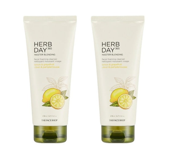 2 x THE FACE SHOP Herb Day 365 Master Blending Cleansing Foam – Lemon & Grapefruit 170ml from Korea