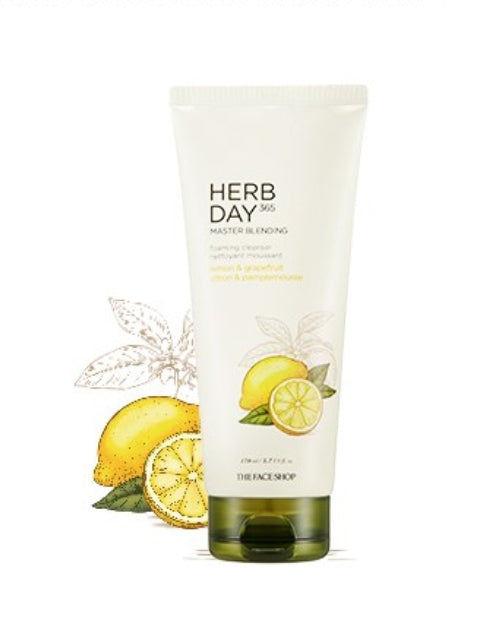 2 x THE FACE SHOP Herb Day 365 Master Blending Cleansing Foam – Lemon & Grapefruit 170ml from Korea