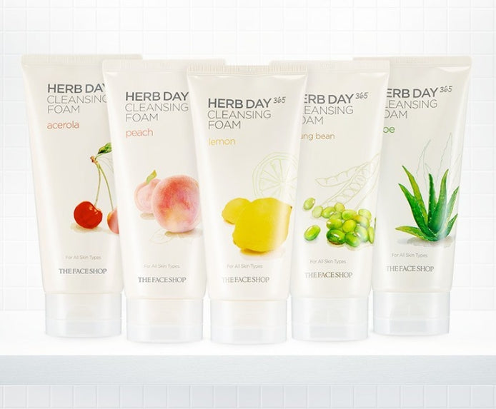 2 x THE FACE SHOP Herb Day 365 Master Blending Foaming Cleanser – Aloe & Green Tea 170ml from Korea