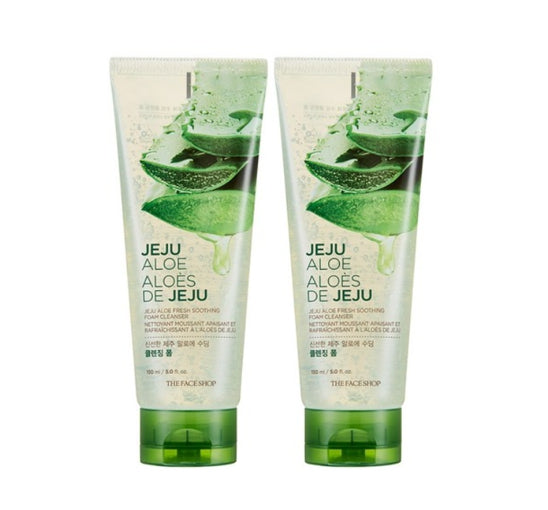 2 x THE FACE SHOP Jeju Aloe Fresh Soothing Foam Cleanser 150ml from Korea