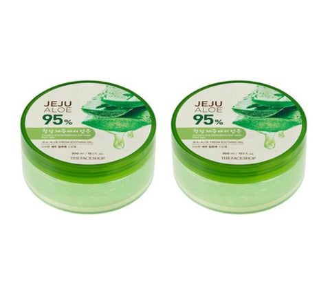 2 x THE FACE SHOP Jeju Aloe Fresh Soothing Gel 300ml (Jar Type) from Korea