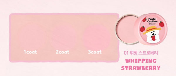 2 x THE FACE SHOP Pastel Cushion Blusher #01 Whipping Strawberry 5g from Korea