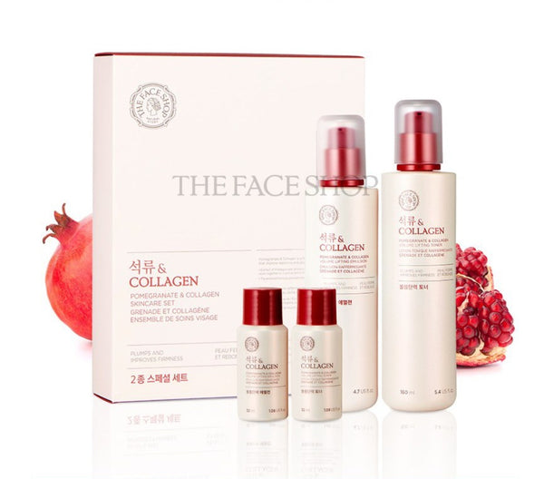 THE FACE SHOP Pomegrante & Collagen Skincare Set (4 items) from Korea