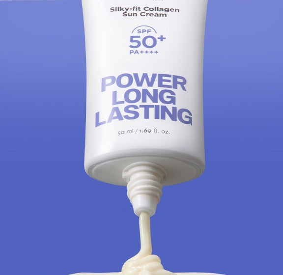 2 x THE FACE SHOP Power Long Lasting Silky-fit Collagen Sun Cream SPF50+ PA++++ 50ml from Korea