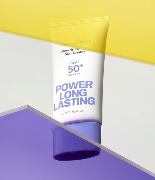 2 x THE FACE SHOP Power Long Lasting Silky-fit Collagen Sun Cream SPF50+ PA++++ 50ml from Korea