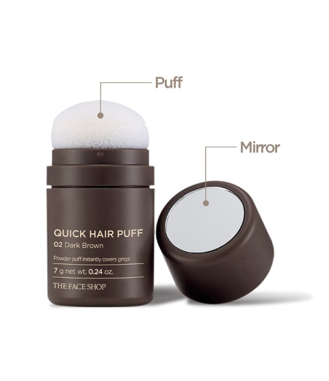 THE FACE SHOP Quick Hair Puff 7g 02 Dark Brown from Korea