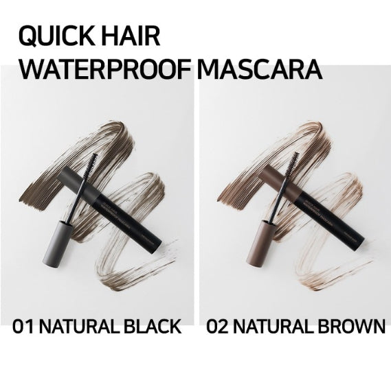 3 x THE FACE SHOP Quick Hair Waterproof Mascara 8g 01 Natural Black from Korea