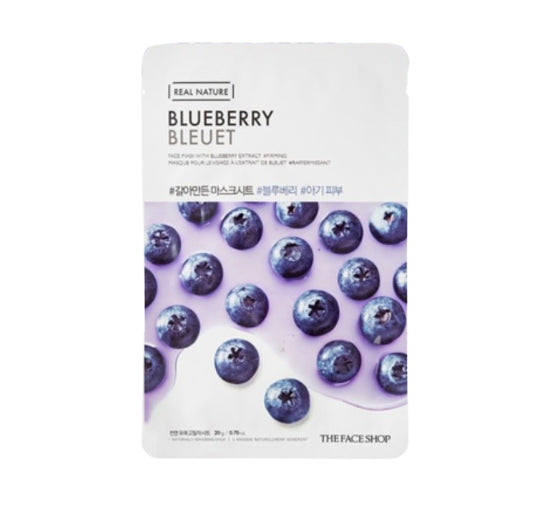 10 x THE FACE SHOP Real Nature Blueberry Face Mask 20g – Firming & Revitalising from Korea