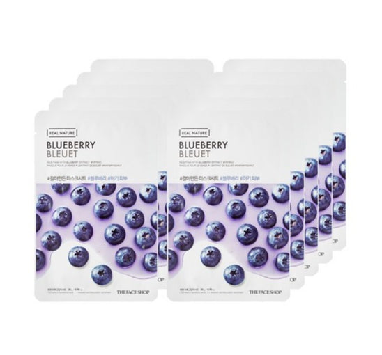 10 x THE FACE SHOP Real Nature Blueberry Face Mask 20g – Firming & Revitalising from Korea