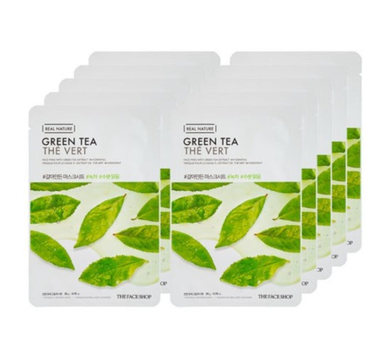 10 x THE FACE SHOP Real Nature Green Tea Face Mask 20g from Korea